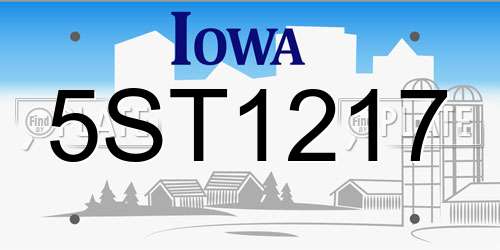 5ST1217 Iowa License Plate