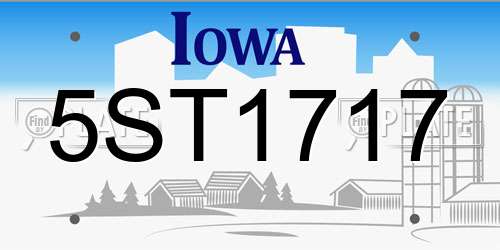 5ST1717 Iowa License Plate