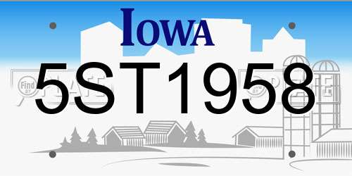 5ST1958 Iowa License Plate