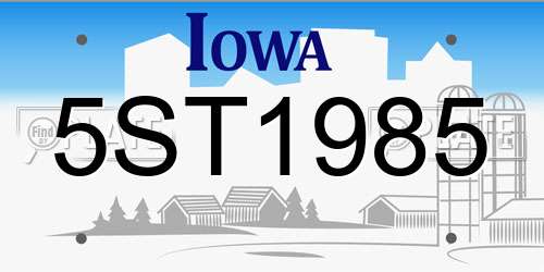 5ST1985 Iowa License Plate