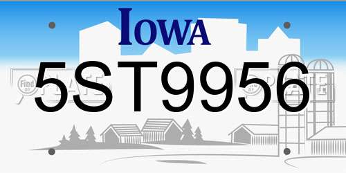 5ST9956 Iowa License Plate
