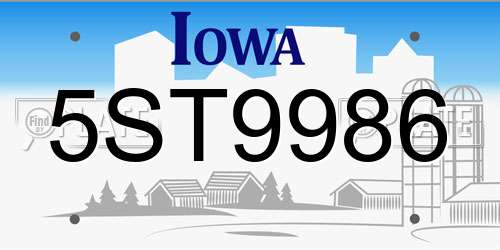 5ST9986 Iowa License Plate