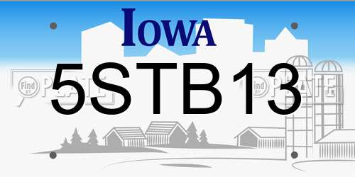 5STB13 Iowa License Plate