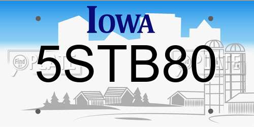 5STB80 Iowa License Plate
