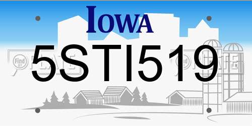 5STI519 Iowa License Plate
