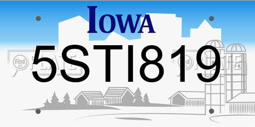 5STI819 Iowa License Plate