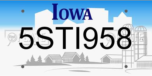 5STI958 Iowa License Plate