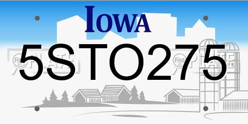 5STO275 Iowa License Plate