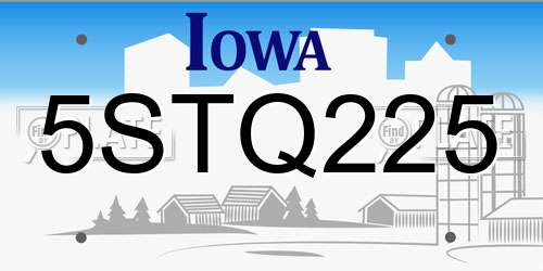 5STQ225 Iowa License Plate