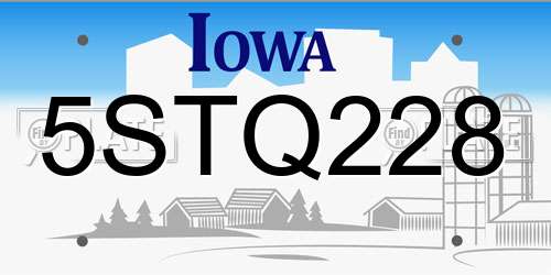 5STQ228 Iowa License Plate