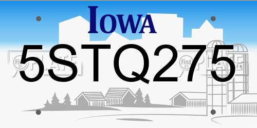 5STQ275 Iowa License Plate