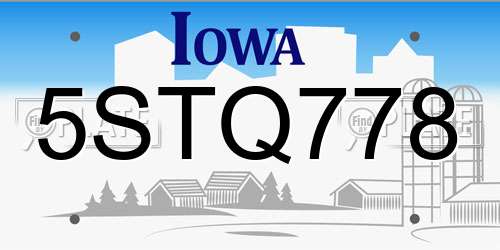 5STQ778 Iowa License Plate