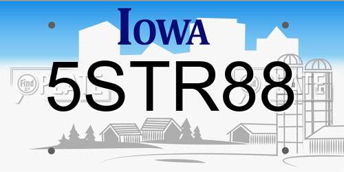 5STR88 Iowa License Plate