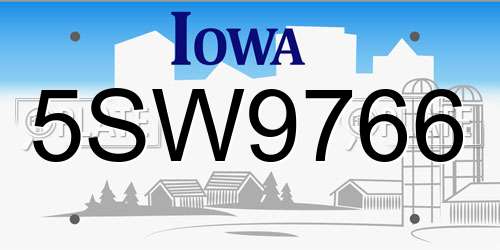 5SW9766 Iowa License Plate