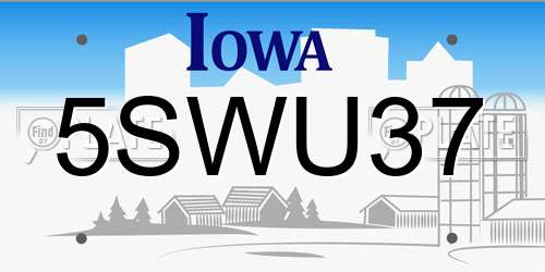 5SWU37 Iowa License Plate
