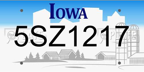 5SZ1217 Iowa License Plate