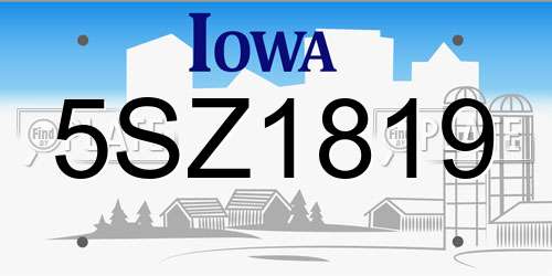 5SZ1819 Iowa License Plate