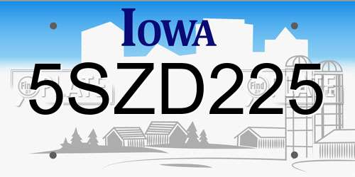5SZD225 Iowa License Plate