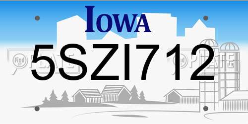 5SZI712 Iowa License Plate