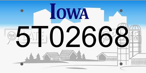 5T02668 Iowa License Plate