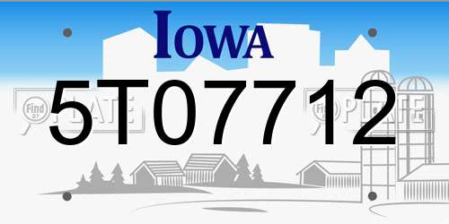 5T07712 Iowa License Plate