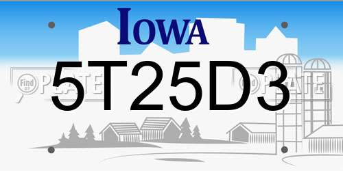 5T25D3 Iowa License Plate