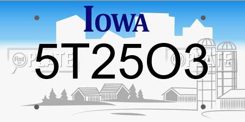 5T25O3 Iowa License Plate