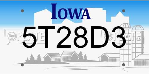 5T28D3 Iowa License Plate