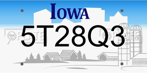 5T28Q3 Iowa License Plate