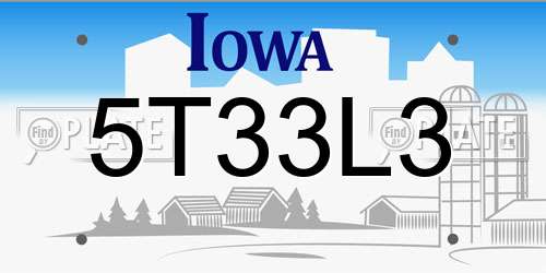 5T33L3 Iowa License Plate