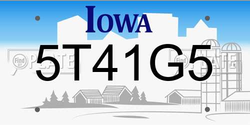 5T41G5 Iowa License Plate