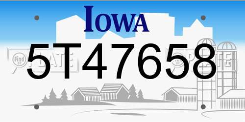 5T47658 Iowa License Plate