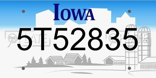 5T52835 Iowa License Plate