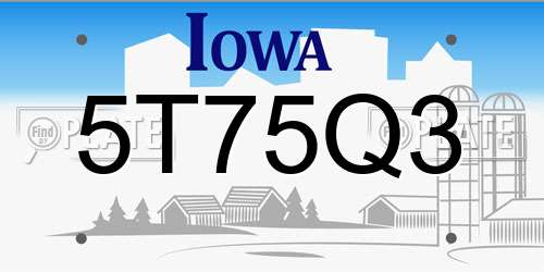 5T75Q3 Iowa License Plate
