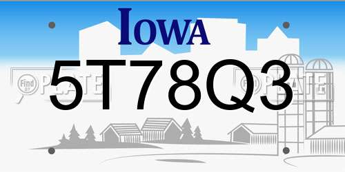 5T78Q3 Iowa License Plate