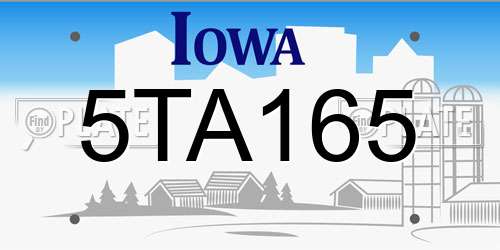 5TA165 Iowa License Plate