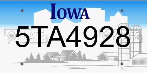 5TA4928 Iowa License Plate