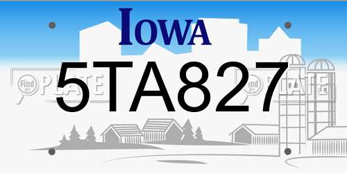 5TA827 Iowa License Plate