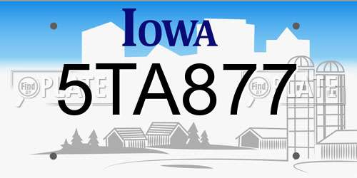 5TA877 Iowa License Plate