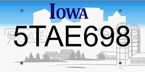 5TAE698 Iowa License Plate