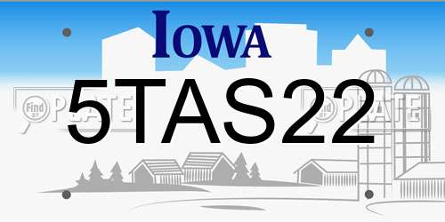 5TAS22 Iowa License Plate