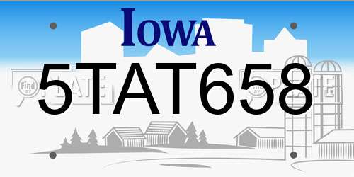 5TAT658 Iowa License Plate