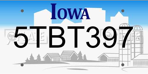 5TBT397 Iowa License Plate