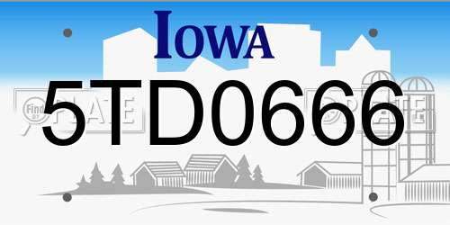 5TD0666 Iowa License Plate