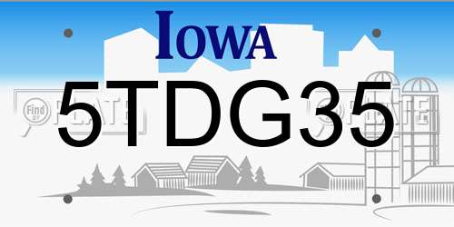 5TDG35 Iowa License Plate