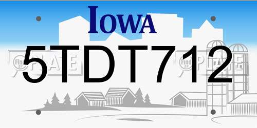 5TDT712 Iowa License Plate