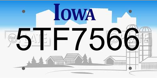 5TF7566 Iowa License Plate