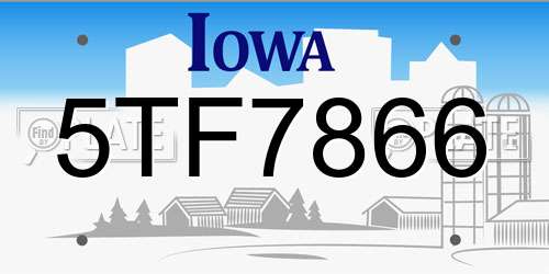 5TF7866 Iowa License Plate