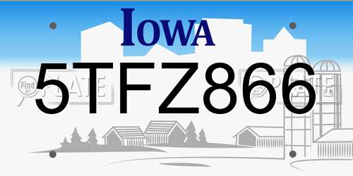 5TFZ866 Iowa License Plate