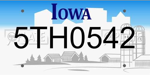 5TH0542 Iowa License Plate